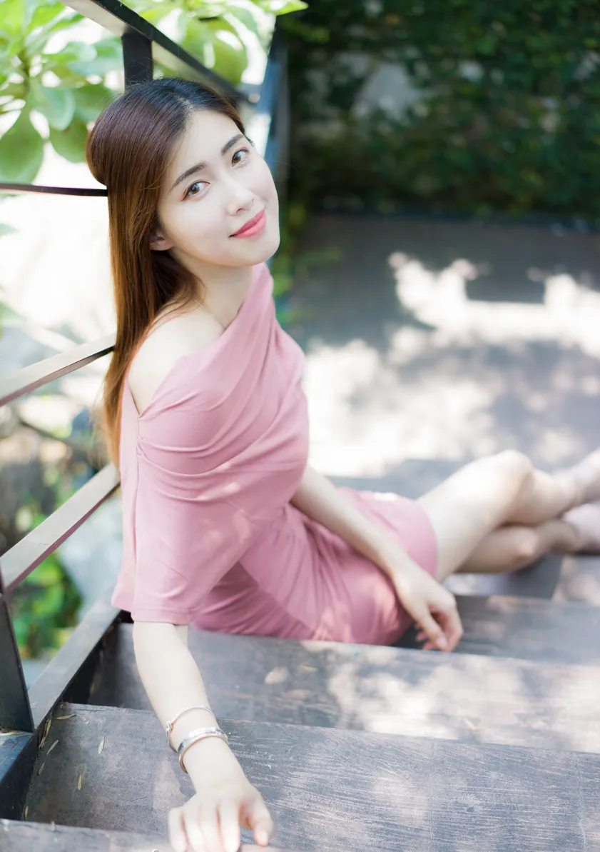 [爱美足] NO.176 金允乔 粉色连衣短裙凉高美腿 街拍#[47P]-7