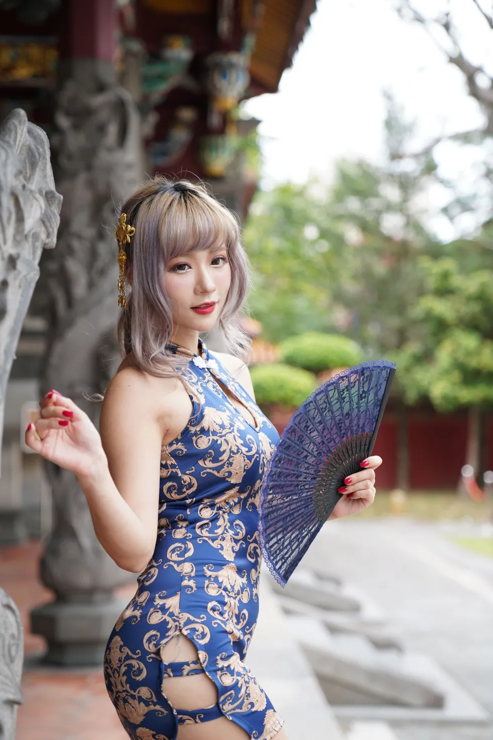 [爱美足] NO.149 薛凯云 蓝花短旗袍高跟美腿 街拍#[105P]-8
