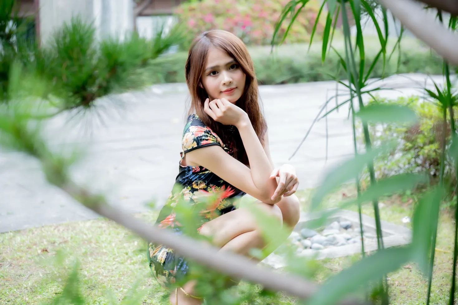 [爱美足] NO.202 何佳欣 黑花短旗袍丝袜高跟美腿 街拍#[97P]-9