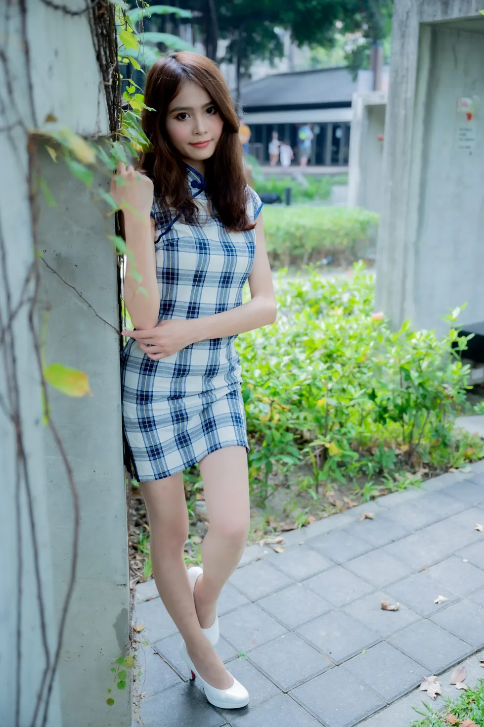 [爱美足] NO.205 何佳欣 格子短旗袍丝袜高跟美腿 街拍#[84P]-7