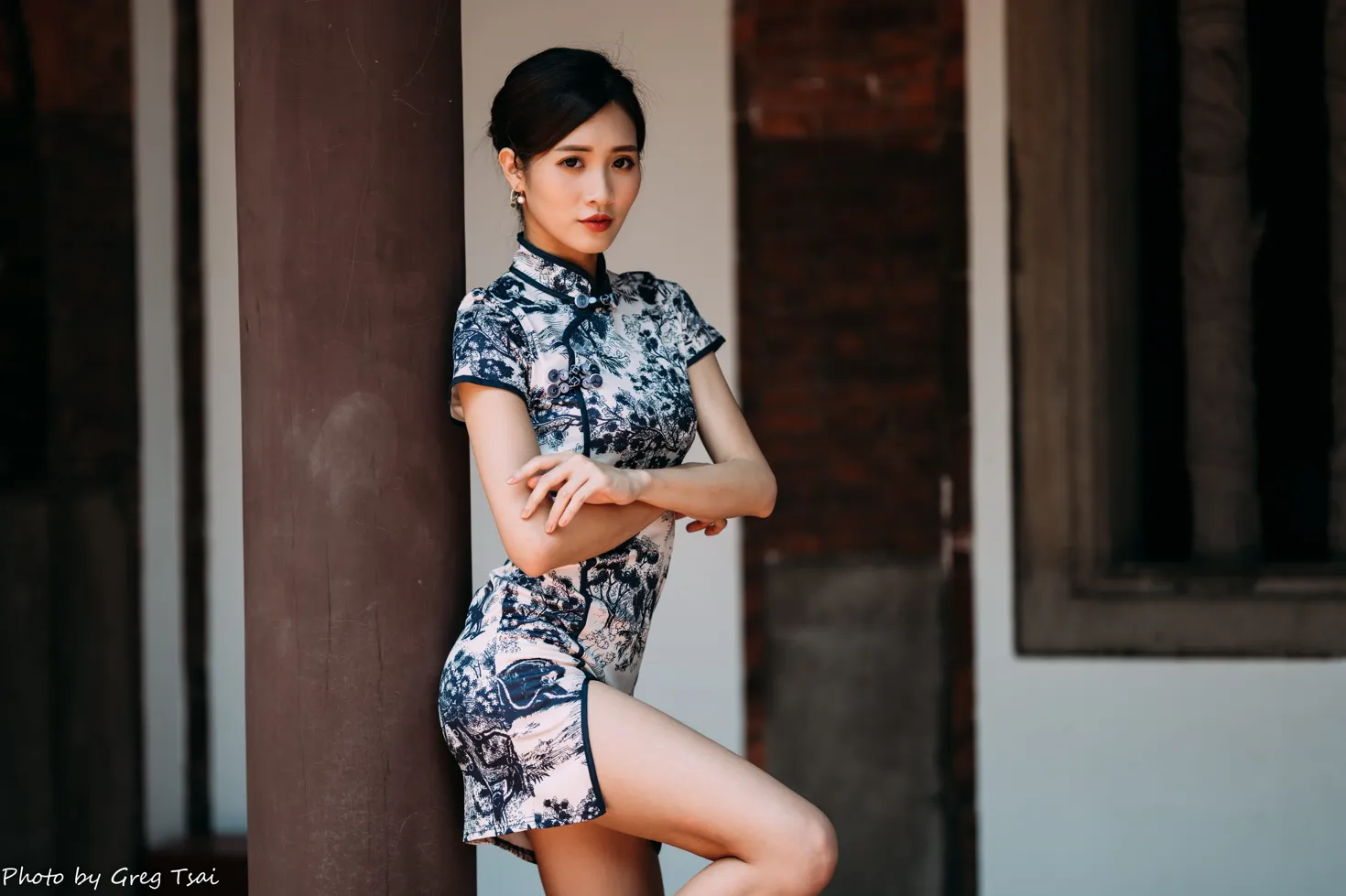 [爱美足] NO.151 张筠 短旗袍丝袜高跟美腿 街拍#[54P]-1