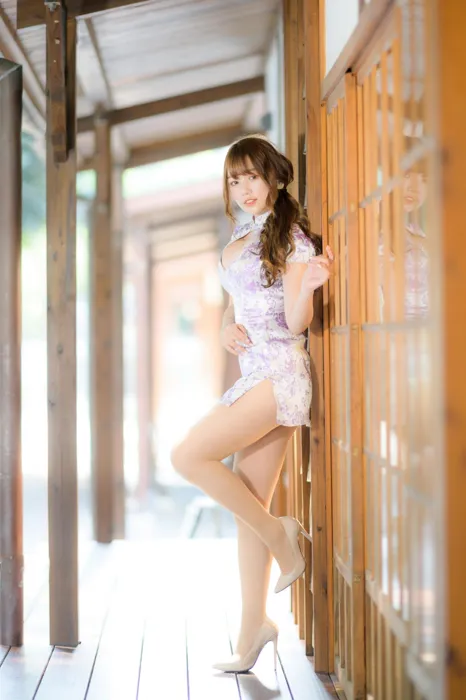 [Mzsock] NO.040 Listening Cheongsam, stockings, high heels and beautiful legs, outdoor shot street photography#[87P]-3