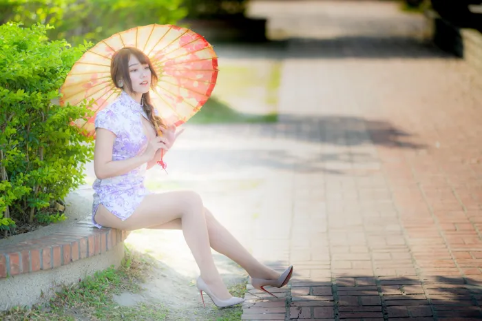 [Mzsock] NO.040 Listening Cheongsam, stockings, high heels and beautiful legs, outdoor shot street photography#[87P]-10