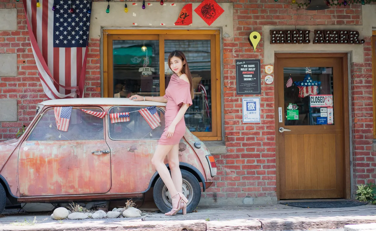 [Mzsock] NO.176 Jin Yunqiao pink dress and short skirt with cool and beautiful legs street photography#[47P]-1