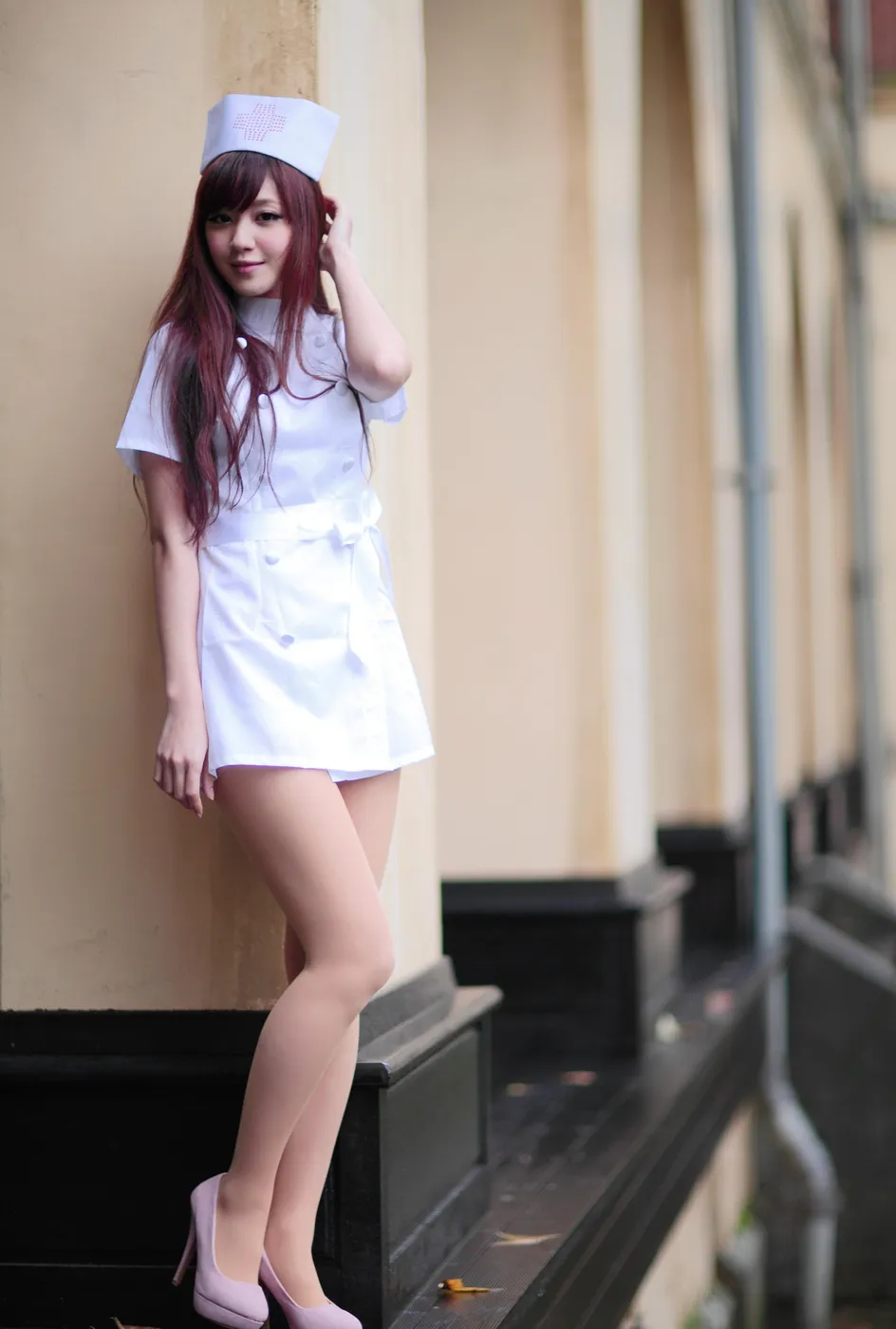 [Mzsock] NO.204 Xiaoya nurse uniform, stockings, high heels and beautiful legs street photography#[70P]-1