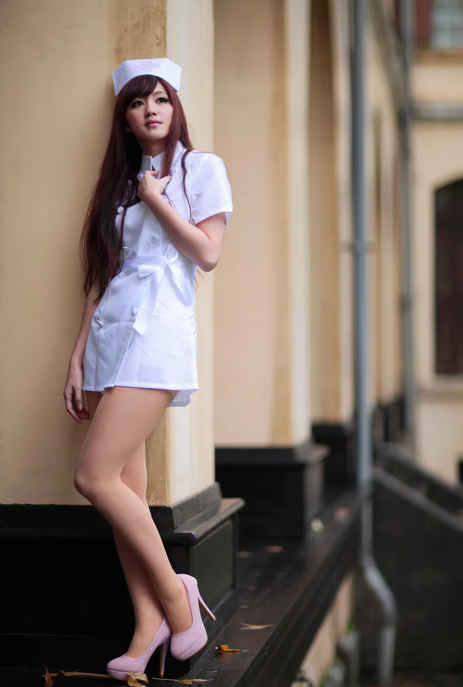 [Mzsock] NO.204 Xiaoya nurse uniform, stockings, high heels and beautiful legs street photography#[70P]-3