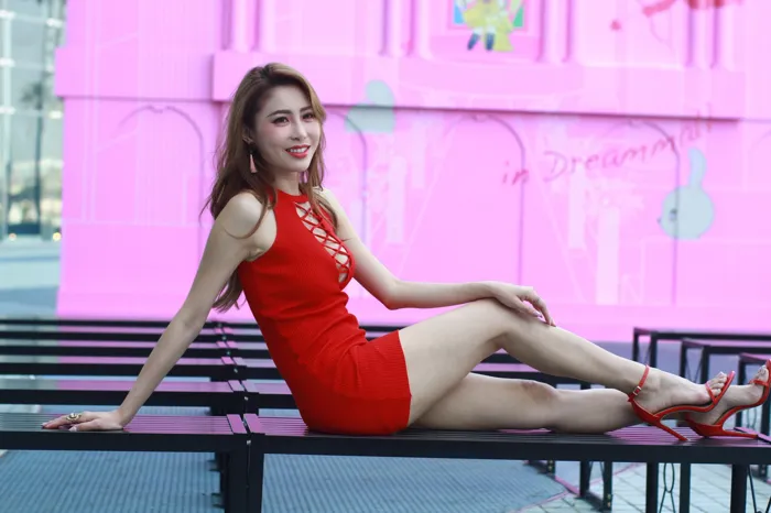 [Mzsock] NO.055 Abby red dress short skirt high heels beautiful legs travel photo street photography#[101P]-9