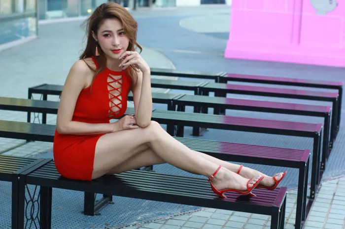 [Mzsock] NO.055 Abby red dress short skirt high heels beautiful legs travel photo street photography#[101P]-9