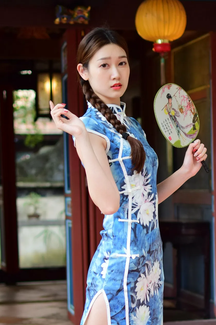 [Mzsock] NO.174 USD High-cut long cheongsam with white high heels and beautiful legs street photography#[105P]-3