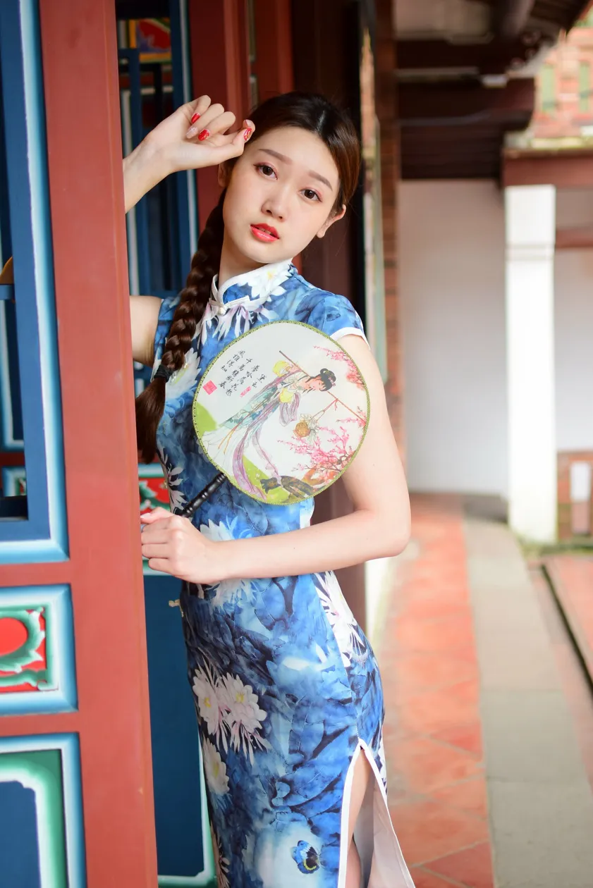 [Mzsock] NO.174 USD High-cut long cheongsam with white high heels and beautiful legs street photography#[105P]-3