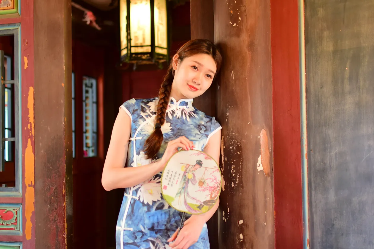 [Mzsock] NO.174 USD High-cut long cheongsam with white high heels and beautiful legs street photography#[105P]-6