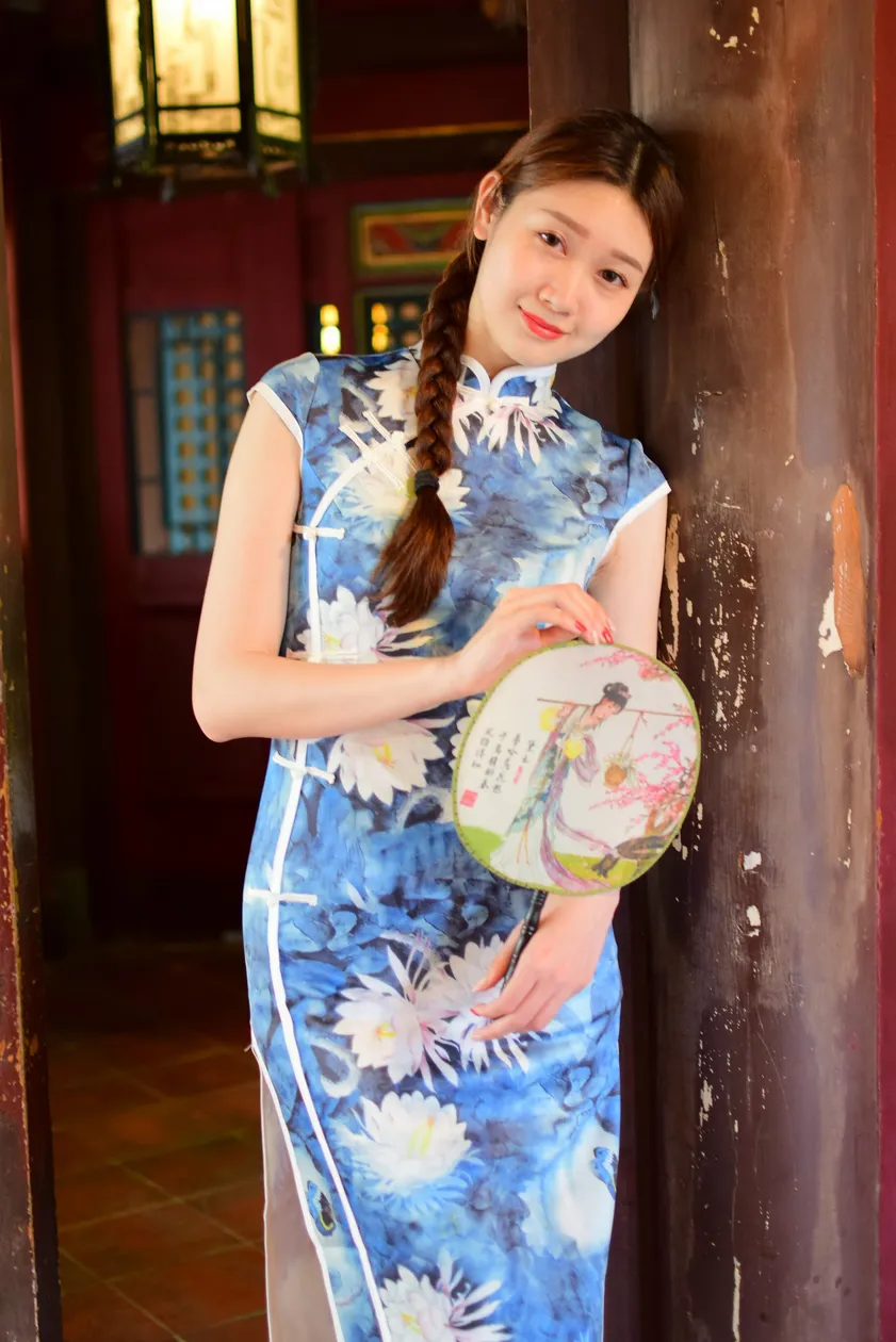 [Mzsock] NO.174 USD High-cut long cheongsam with white high heels and beautiful legs street photography#[105P]-7