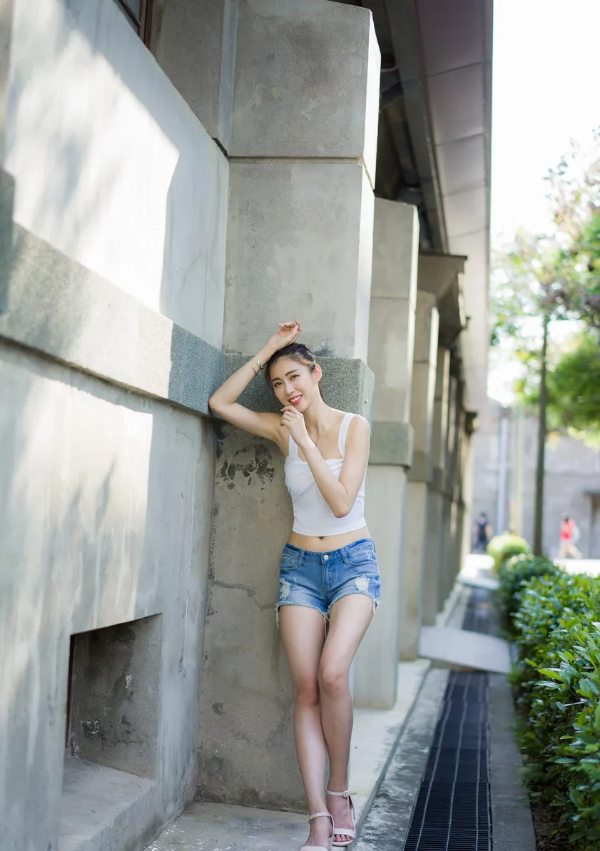 [Mzsock] NO.186 Jin Yunqiao’s midriff-revealing denim shorts cool and beautiful legs street photography#[47P]-7