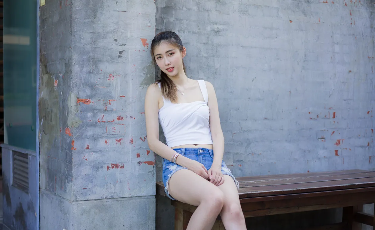 [Mzsock] NO.186 Jin Yunqiao’s midriff-revealing denim shorts cool and beautiful legs street photography#[47P]-4