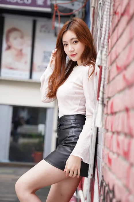 [Mzsock] NO.077 Su Xiaoli, leather short skirt, high heels and beautiful legs, outdoor shot street photography#[106P]-3