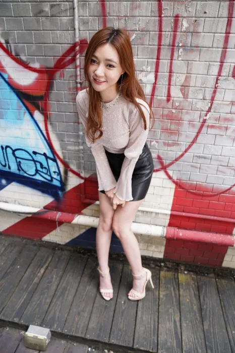 [Mzsock] NO.077 Su Xiaoli, leather short skirt, high heels and beautiful legs, outdoor shot street photography#[106P]-7