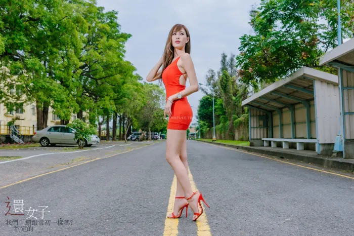 [Mzsock] NO.047 Abby red dress short skirt high heels beautiful legs outdoor shot street photography#[106P]-10