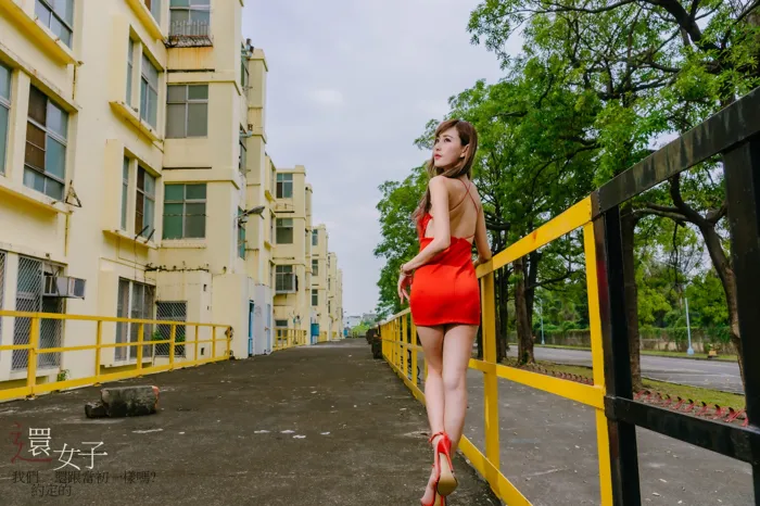 [Mzsock] NO.047 Abby red dress short skirt high heels beautiful legs outdoor shot street photography#[106P]-1