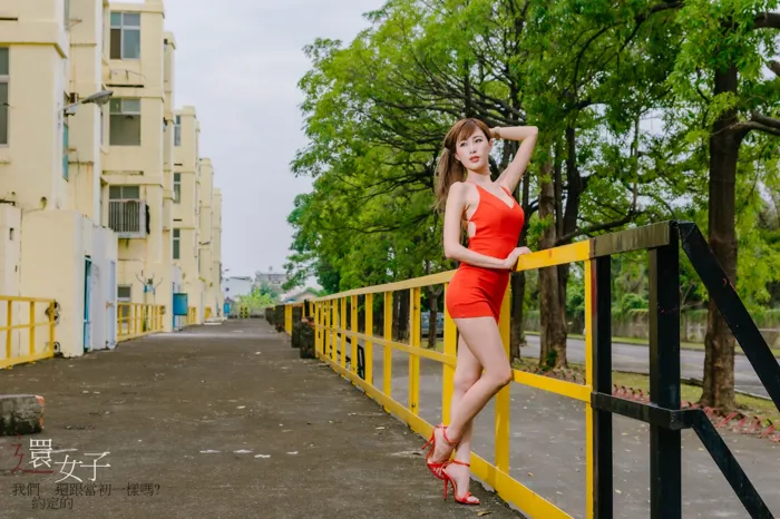 [Mzsock] NO.047 Abby red dress short skirt high heels beautiful legs outdoor shot street photography#[106P]-1