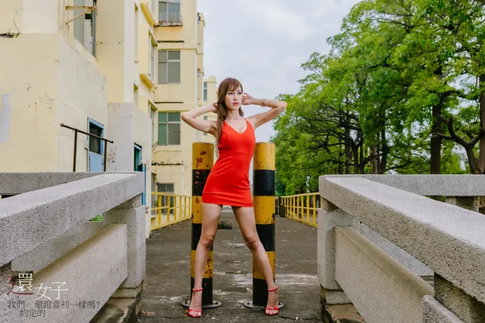 [Mzsock] NO.047 Abby red dress short skirt high heels beautiful legs outdoor shot street photography#[106P]-4