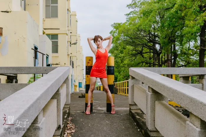 [Mzsock] NO.047 Abby red dress short skirt high heels beautiful legs outdoor shot street photography#[106P]-5