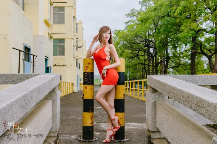 [Mzsock] NO.047 Abby red dress short skirt high heels beautiful legs outdoor shot street photography#[106P]-3