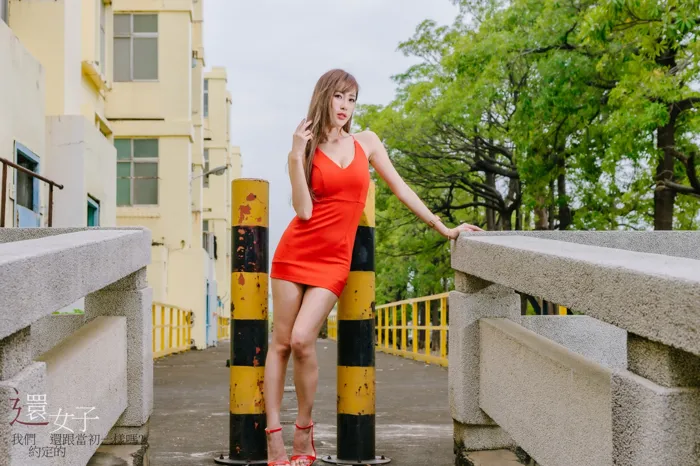 [Mzsock] NO.047 Abby red dress short skirt high heels beautiful legs outdoor shot street photography#[106P]-6