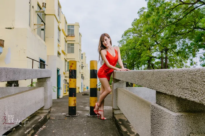 [Mzsock] NO.047 Abby red dress short skirt high heels beautiful legs outdoor shot street photography#[106P]-7