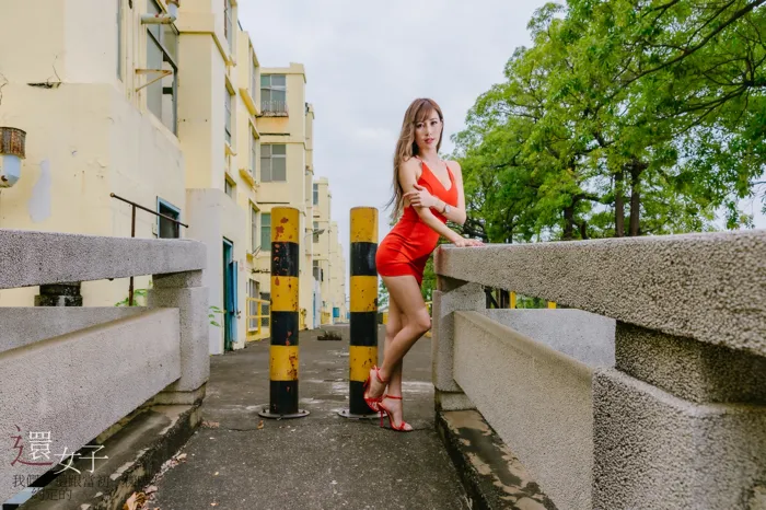 [Mzsock] NO.047 Abby red dress short skirt high heels beautiful legs outdoor shot street photography#[106P]-8