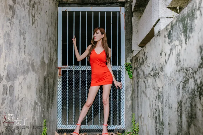 [Mzsock] NO.047 Abby red dress short skirt high heels beautiful legs outdoor shot street photography#[106P]-4