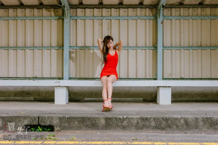 [Mzsock] NO.047 Abby red dress short skirt high heels beautiful legs outdoor shot street photography#[106P]-5