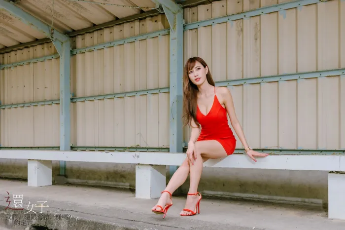 [Mzsock] NO.047 Abby red dress short skirt high heels beautiful legs outdoor shot street photography#[106P]-7