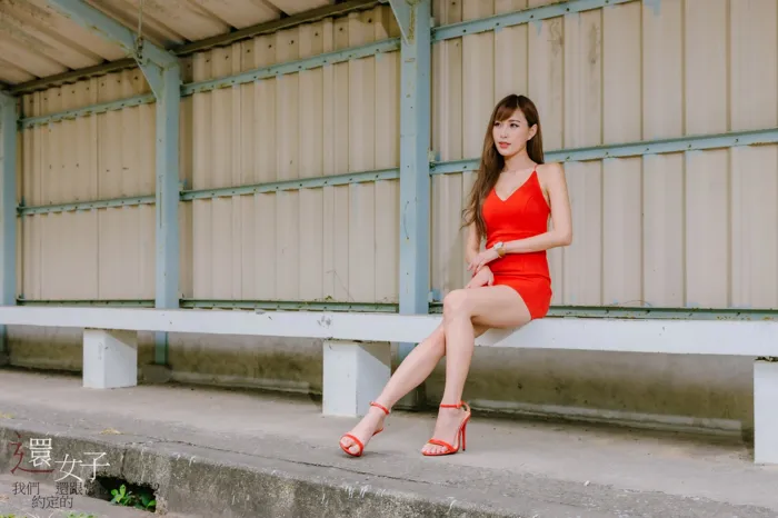 [Mzsock] NO.047 Abby red dress short skirt high heels beautiful legs outdoor shot street photography#[106P]-8