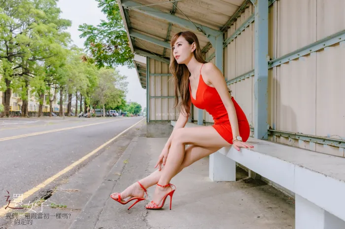 [Mzsock] NO.047 Abby red dress short skirt high heels beautiful legs outdoor shot street photography#[106P]-10