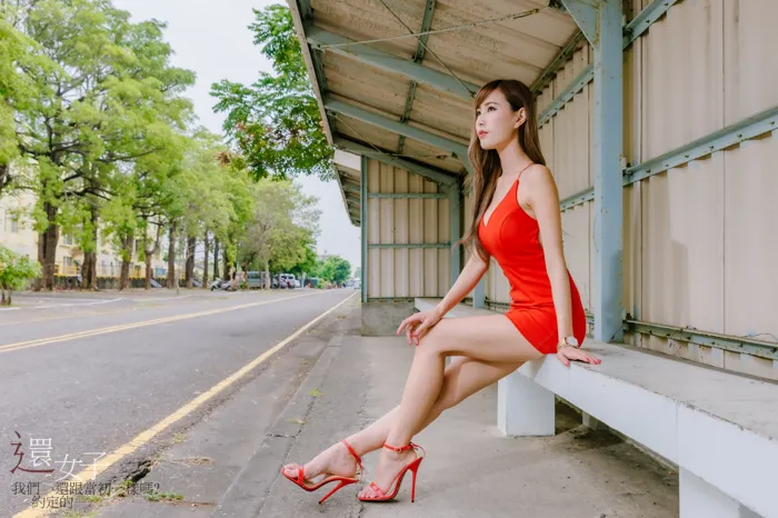 [Mzsock] NO.047 Abby red dress short skirt high heels beautiful legs outdoor shot street photography#[106P]-1