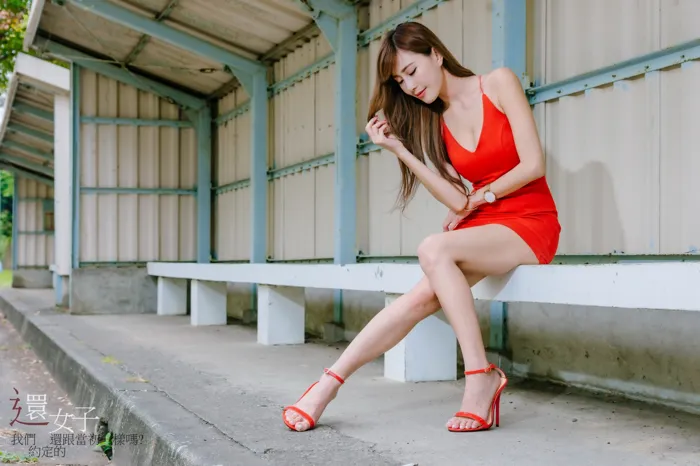 [Mzsock] NO.047 Abby red dress short skirt high heels beautiful legs outdoor shot street photography#[106P]-3