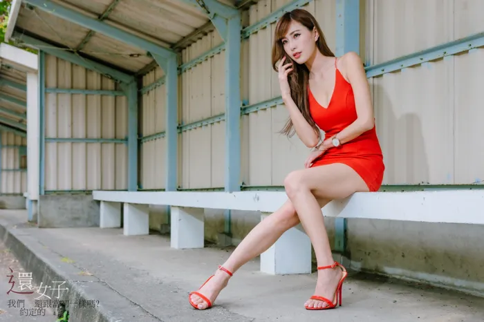 [Mzsock] NO.047 Abby red dress short skirt high heels beautiful legs outdoor shot street photography#[106P]-4