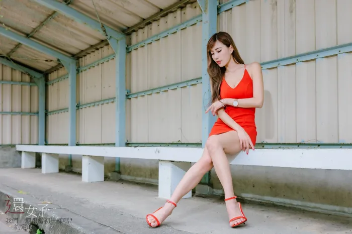 [Mzsock] NO.047 Abby red dress short skirt high heels beautiful legs outdoor shot street photography#[106P]-5