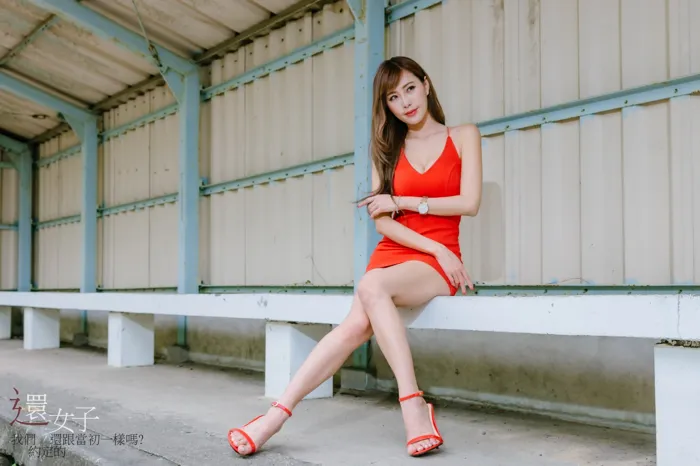 [Mzsock] NO.047 Abby red dress short skirt high heels beautiful legs outdoor shot street photography#[106P]-6