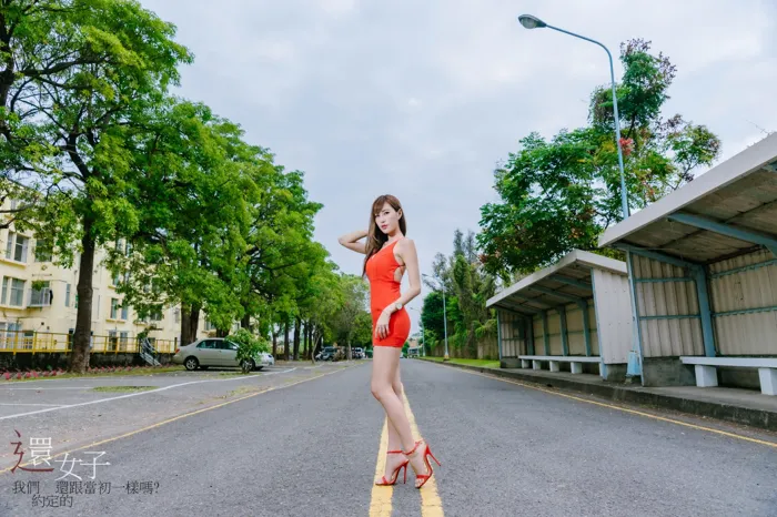 [Mzsock] NO.047 Abby red dress short skirt high heels beautiful legs outdoor shot street photography#[106P]-8