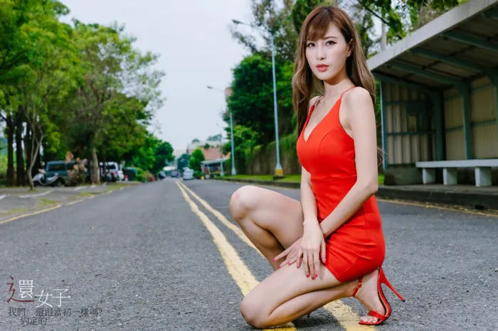 [Mzsock] NO.047 Abby red dress short skirt high heels beautiful legs outdoor shot street photography#[106P]-9