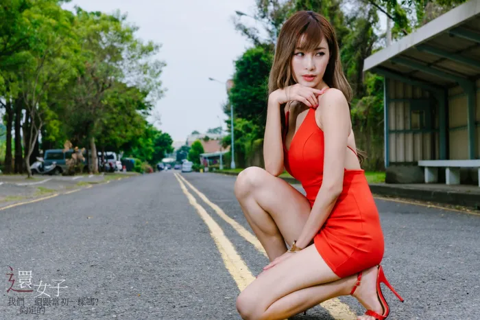 [Mzsock] NO.047 Abby red dress short skirt high heels beautiful legs outdoor shot street photography#[106P]-2