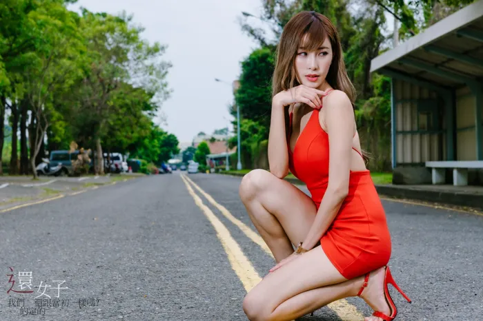 [Mzsock] NO.047 Abby red dress short skirt high heels beautiful legs outdoor shot street photography#[106P]-3