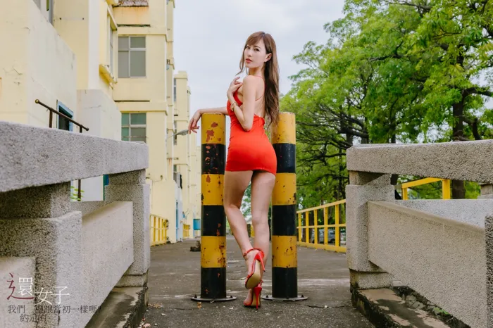 [Mzsock] NO.047 Abby red dress short skirt high heels beautiful legs outdoor shot street photography#[106P]-5