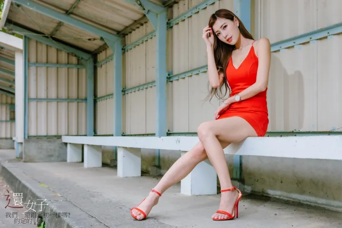 [Mzsock] NO.047 Abby red dress short skirt high heels beautiful legs outdoor shot street photography#[106P]-4