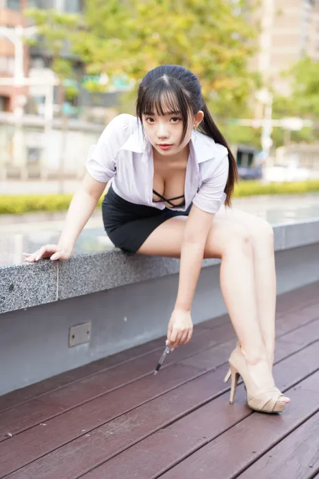 [Mzsock] NO.078 Chen Jialin OL short skirt high heels beautiful legs outdoor shot street photography#[100P]-9