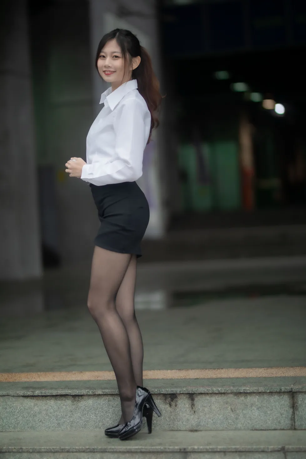 [Mzsock] NO.128 Dolly Liu OL black silk high heels beautiful legs street photography#[31P]-7