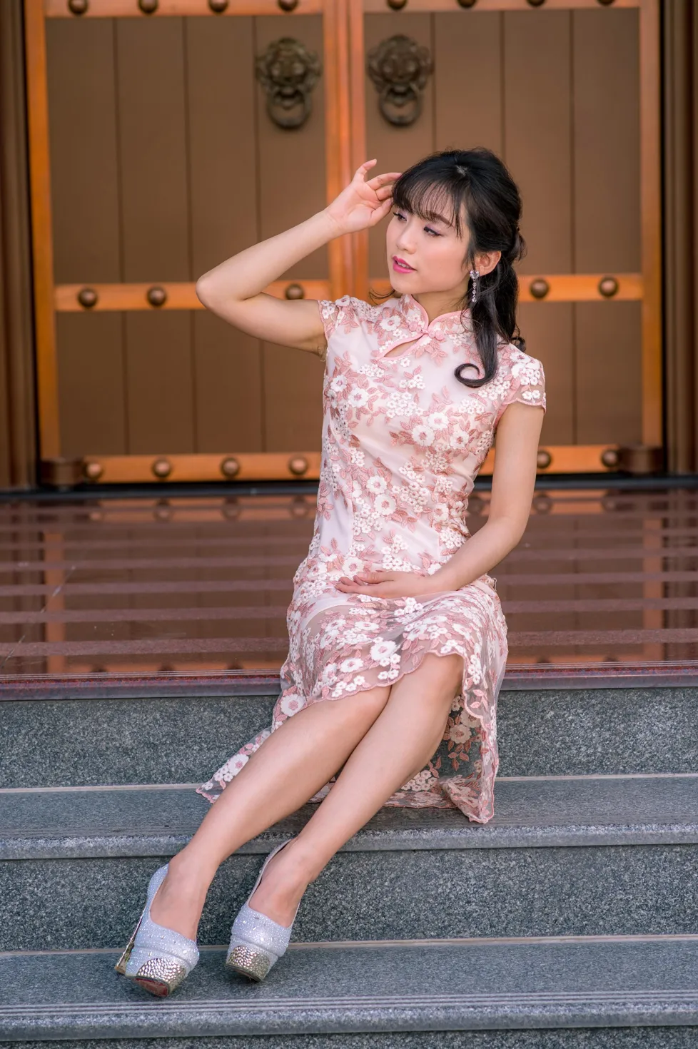 [Mzsock] NO.188 Yu Chen cheongsam high heels beautiful legs street photography#[88P]-4