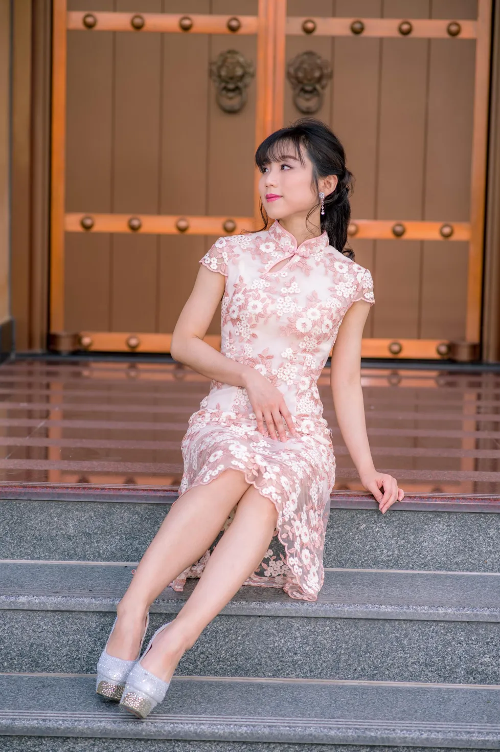 [Mzsock] NO.188 Yu Chen cheongsam high heels beautiful legs street photography#[88P]-8