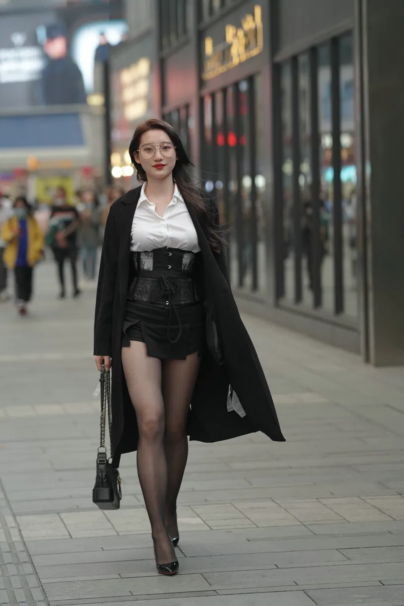 [Mzsock] NO.160 Long legs in black stockings street photography#[105P]-4